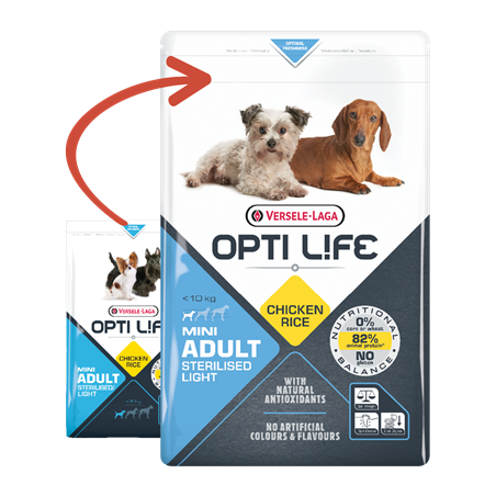 Adult Sterilised/Light Mini - petits chiens adultes - Poulet 2,5kg - Opti Life