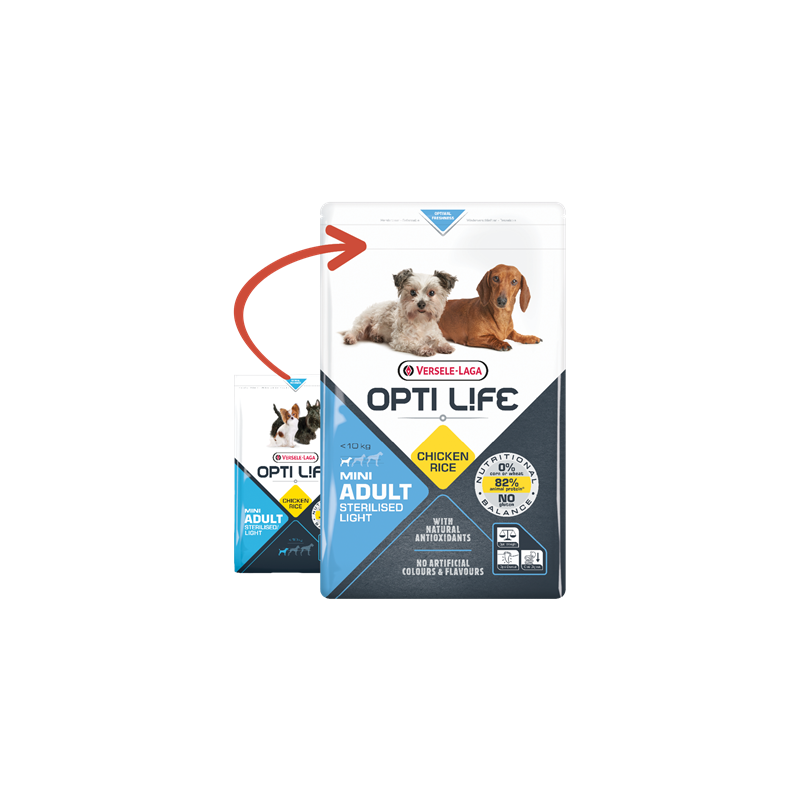 Adult Sterilised/Light Mini - petits chiens adultes - Poulet 7,5kg - Opti Life