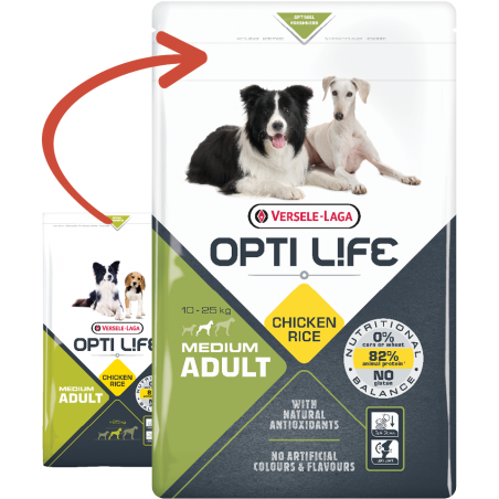 Adult Medium - chiens moyens adultes - Poulet 12,5kg - Opti Life à 62,99 € - Opti Life - 431143 - Opti Life