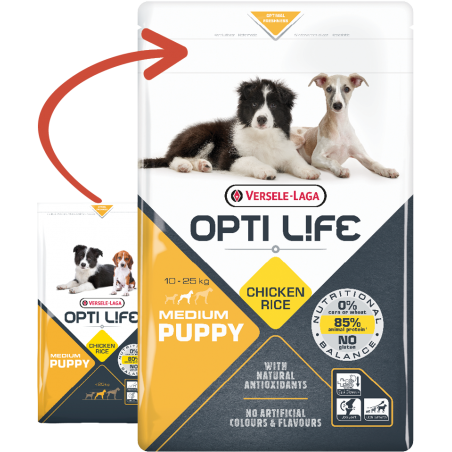 Puppy Medium - moyennes races - Poulet 2,5kg - Opti Life à 19,40 € - Opti Life - 431153 - Opti Life