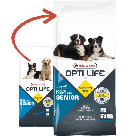 Senior Medium & Maxi - grands & moyens chiens âgés +7ans - Poulet 12,5kg - Opti Life à 63,95 € - Opti Life - 431158 - Opti Life