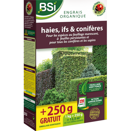 Engrais bio pour haies, ifs et conifères 4kg - BSI à 17,95 € - BSI - 20331 - Plantes, Buis & Légumes