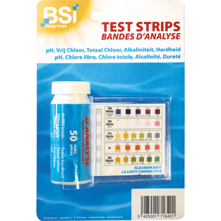 Test strips, bandes d'analyse eau de piscine (50 pcs) - BSI à 15,95 € - BSI - 6401 - Piscine