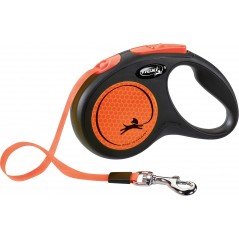 Flexi New NEON Laisse sangle Orange Fluo S/5m - Flexi à 23,00 € - Trixie - 209317 - Laisses / Enrouleur