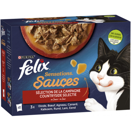 Sensations Sélection de la campagne en sauce 12x85gr - Felix à 7,00 € - Purina - 12471608 - Felix