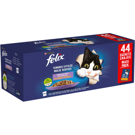 Tendres Effilés Sélection mixte en gelée 44x85gr - Felix à 24,00 € - Purina - 12471607 - Felix