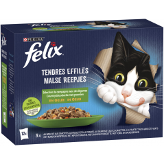 Tendres Effilés Sélection de la campagne en gelée avec légumes 12x85gr - Felix à 7,00 € - Purina - 12471277 - Felix