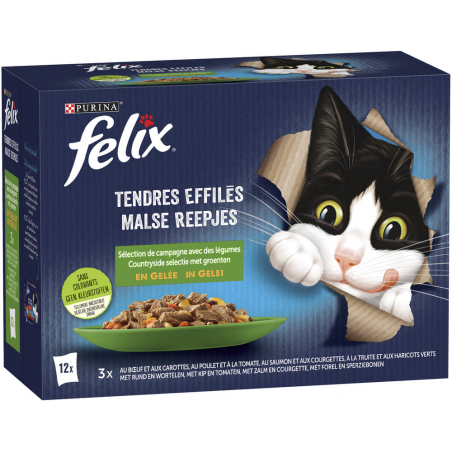 Tendres Effilés Sélection de la campagne en gelée avec légumes 12x85gr - Felix 12471277 Purina 7,00 € Ornibird