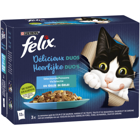 Delicieux Duos Sélection de poissons en gelée 12x85gr - Felix 12471282 Purina 7,00 € Ornibird