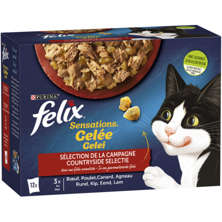 Sensations Sélection de la campagne en gelée 12x85gr - Felix à 7,29 € - Purina - 12471609 - Felix