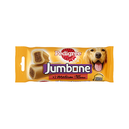 Jumbone MEDIUM Boeuf Pour Moyens Chiens 2pcs - Pedigree à 3,60 € - Pedigree - 409419 - Pedigree