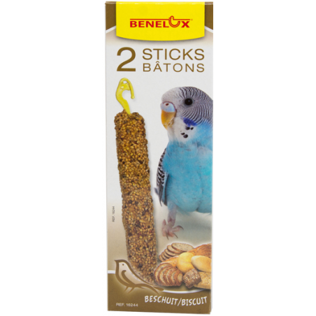 2 Sticks Perruches + Biscuit - Benelux à 1,90 € - Kinlys - 16244 - Snacks