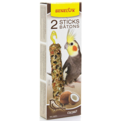 2 Sticks Grandes Perruches Noix de coco - Benelux à 1,90 € - Kinlys - 16254 - Snacks