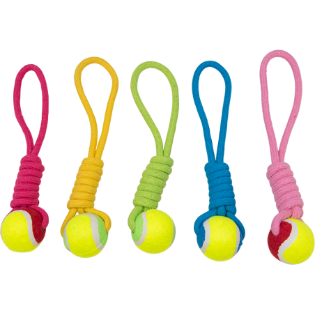 Kalanga Corde de tirage avec balle de tennis 35cm à 5,95 € - Pet Solutions - 49/4093 - Jouets à lancer/rapporter