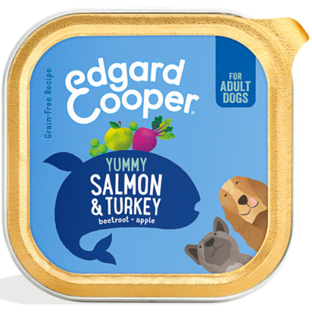 Barquette Adult Saumon et Dinde 300gr - Edgard & Cooper à 3,00 € - Edgard & Cooper - 643415 - Edgard & Cooper