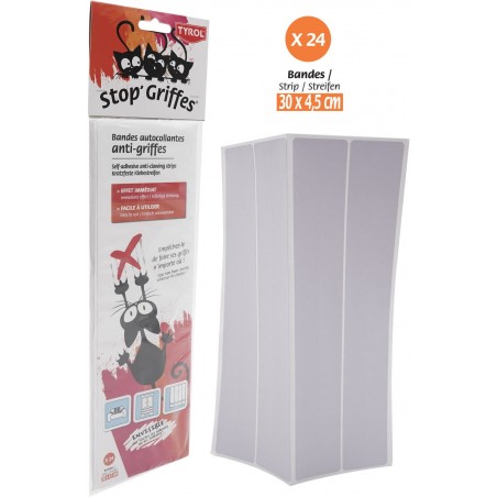 Bandes autocollantes anti-griffes 24pcs 30x4,5cm à 14,90 € - Grizo - 440402 - Arbre à chat & griffoir