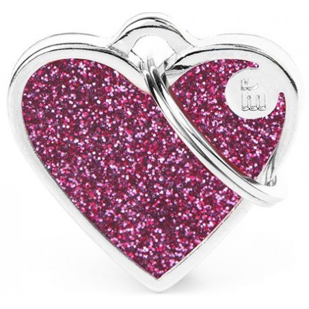 Médaille Shine Coeur Petit Glitter Rose à 17,90 € - My Family - GL03SMALLPINKN - Médaille pour gravure