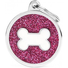 Médaille Shine Os Grand Rond Glitter Rose/Blanc à 17,90 € - My Family - GL05PINK - Médaille pour gravure