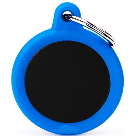 Médaille Gomme Cercle Aluminium Noir/Bleu à 16,90 € - My Family - HTA04BLUEMP - Médaille pour gravure