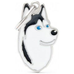 Médaille chien Husky Sibérien Noir et Blanc à 18,90 € - My Family - MF13WHITEBLACK - Médaille pour gravure