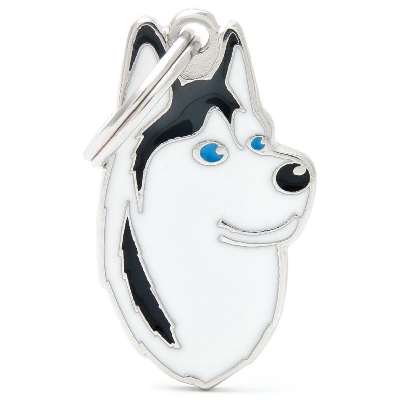 Médaille chien Husky Sibérien Noir et Blanc