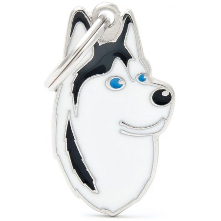 Médaille chien Husky Sibérien Noir et Blanc à 18,90 € - My Family - MF13WHITEBLACK - Médaille pour gravure