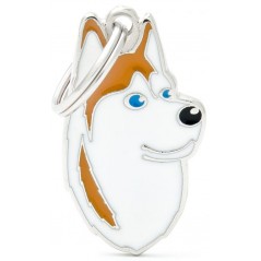 Médaille chien Husky Sibérien Brun et Blanc à 18,90 € - My Family - MF13WHITEBROWN - Médaille pour gravure