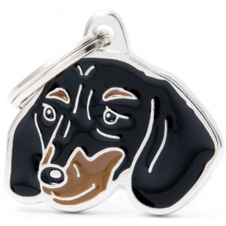 Médaille Chien Teckel Noir à 18,90 € - My Family - MF19NBLACK - Médaille pour gravure