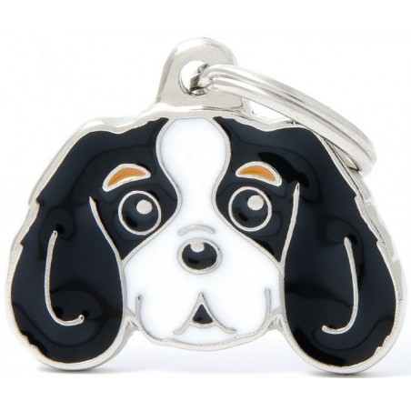 Médaille Chien Cavalier King Noir et Blanc à 18,90 € - My Family - MF22COLORED3 - Médaille pour gravure