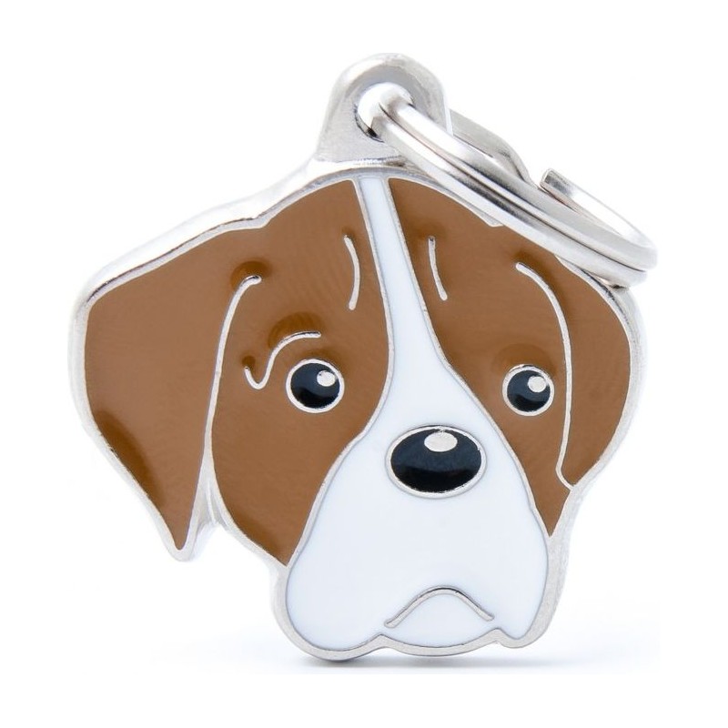 Médaille Chien Boxer Blanc et Brun