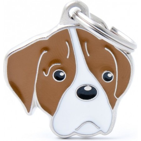 Médaille Chien Boxer Blanc et Brun