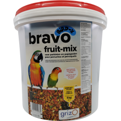 Bravo Fruit Mix grossier pour perruches et perroquets en seau 5kg - Bird-X à 31,85 € - Grizo - 102030050 - Patée