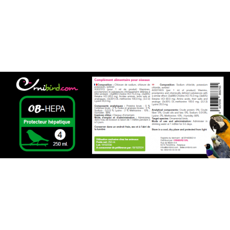 OB-HEPA - Protecteur hépatique 250ml - Ornibird.com