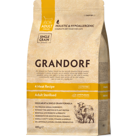 Chat Sterilized - 4 Viandes 400gr - Grandorf à 7,65 € - Grandorf - GDCD0640 - Grandorf