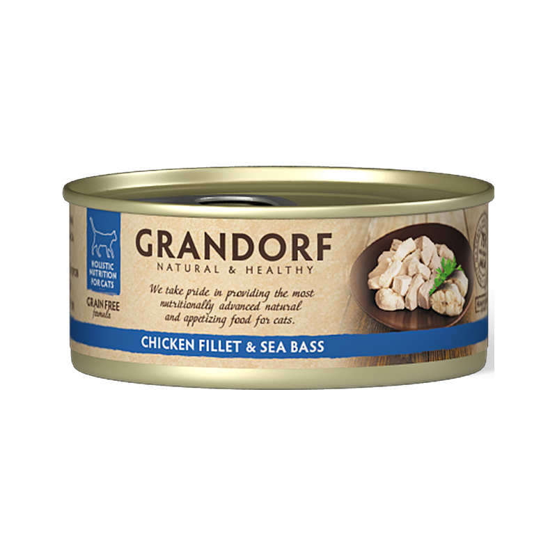 Chat Filet de Poulet et Filet de Bar 70gr - Grandorf