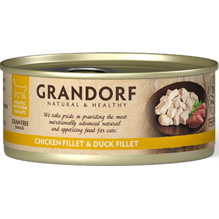 Chat Filet de Poulet et Filet de Canard 70gr - Grandorf à 1,90 € - Grandorf - GDCW0307 - Grandorf