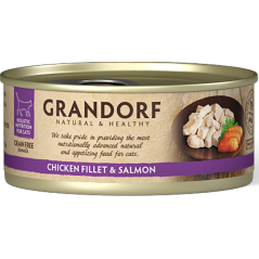 Chat Filet de Poulet et Filet de Saumon 70gr - Grandorf à 1,90 € - Grandorf - GDCW0407 - Grandorf