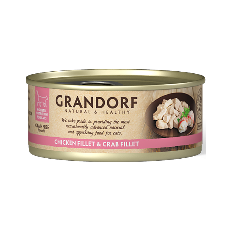 Chat Filet de Poulet et Filet de Crabe 70gr - Grandorf