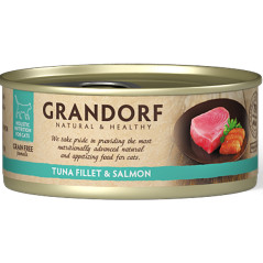 Chat Filet de Thon et Filet de Saumon 70gr - Grandorf à 1,90 € - Grandorf - GDCW1107 - Grandorf