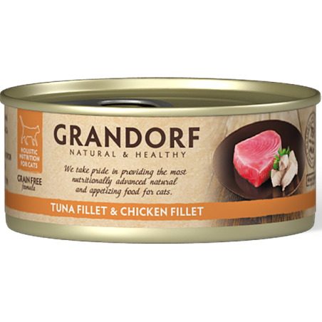 Chat Filet de Thon et Filet de Poulet 70gr - Grandorf à 1,90 € - Grandorf - GDCW1207 - Grandorf