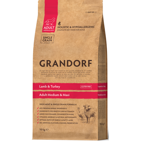 Chien Adult Medium & Maxi Races - Agneau et Dinde 10kg - Grandorf GDDD0510 Grandorf 72,95 € Ornibird