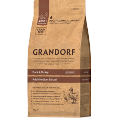 Chien Adult Medium & Maxi Races - Canard et Dinde 1kg - Grandorf GDDD0801 Grandorf 14,95 € Ornibird