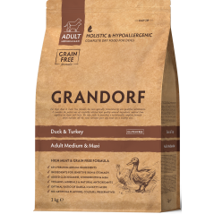 Chien Adult Medium & Maxi Races - Canard et Dinde 3kg - Grandorf à 32,95 € - Grandorf - GDDD0803 - Grandorf