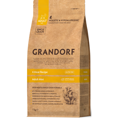 Chien Adult Mini Races - 4 Viandes 1kg - Grandorf GDDD1001 Grandorf 14,95 € Ornibird