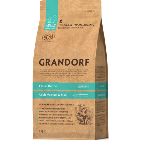 Chien Adult Medium & Maxi Races - 4 Viandes 1kg - Grandorf GDDD1101 Grandorf 14,95 € Ornibird