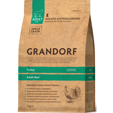 Chien Adult Maxi Races - Dinde 3kg - Grandorf à 28,95 € - Grandorf - GDDD1303 - Grandorf