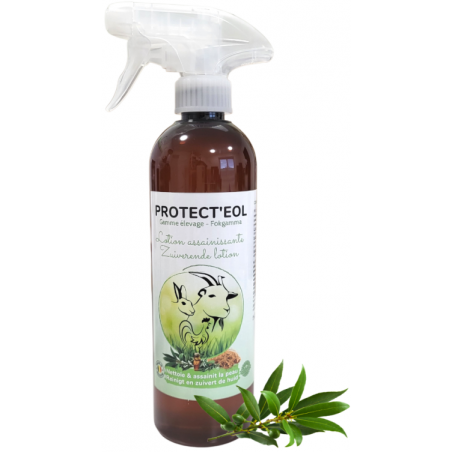 Protect'eol Lotion assainissante avec spray 500ml - Essence of Life (lapin, poule, chèvre) à 31,50 € - Essence Of Life - CC-1...