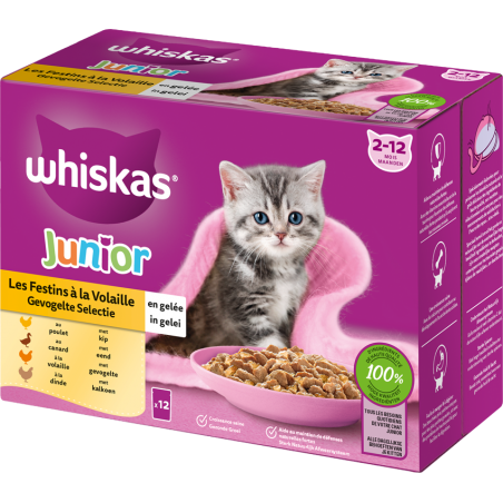 Junior Les festins à la volaille en gelée 12x85gr - Whiskas à 6,89 € - Whiskas - 440853 - Whiskas