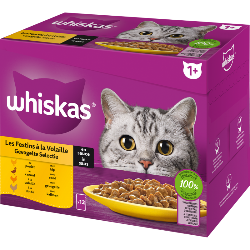 Les festins à la volaille en sauce 12x85gr - Whiskas