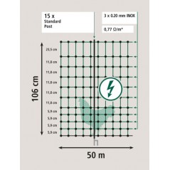 Filet volaille électrifiable Vert 25mx106cm/9piquets Double pointe à 139,00 € - Kerbl - KBL292273 - Divers